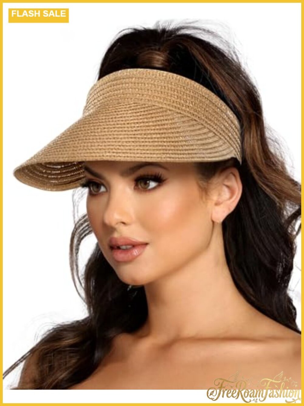Wide Brim Straw Sun Visor Hat UPF50+ Packable Adjustable Beach Hat
